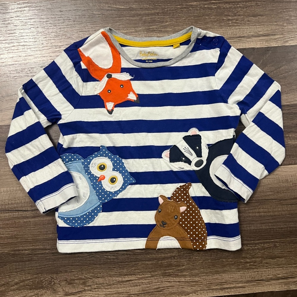 Mini baby boden fox woodland friends shirt 18-24m
